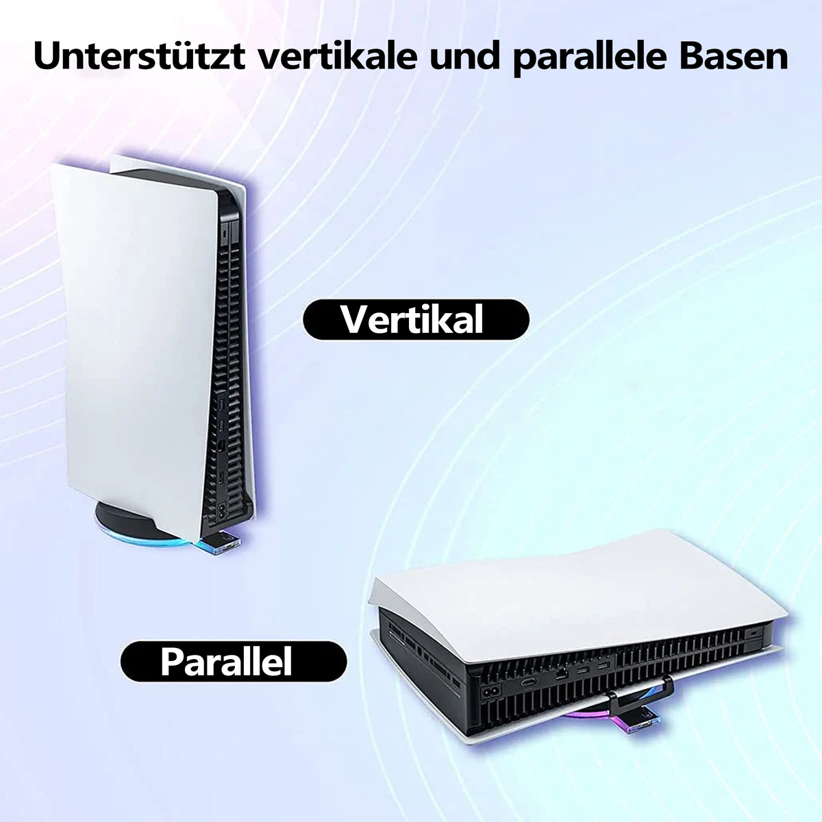 PlayStation Konsolenzubehör, 5-Controller, RESPIEL Beleuchteter schwarz RGB-Ladeschale Sockel, Konsolenständer