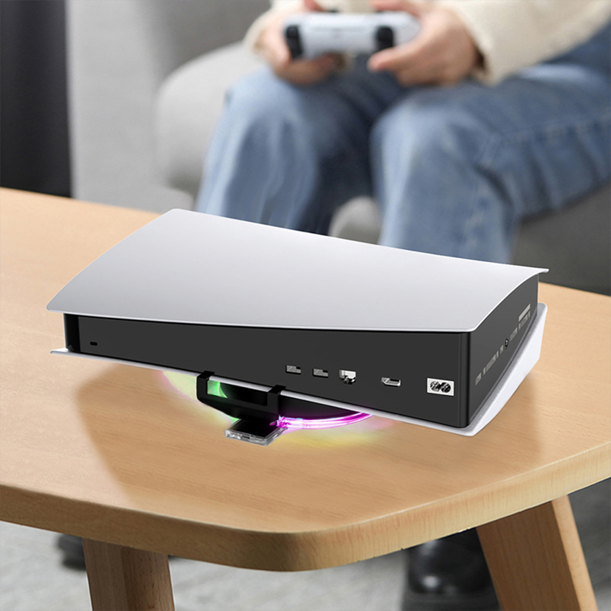 PlayStation Konsolenzubehör, 5-Controller, RESPIEL Beleuchteter schwarz RGB-Ladeschale Sockel, Konsolenständer