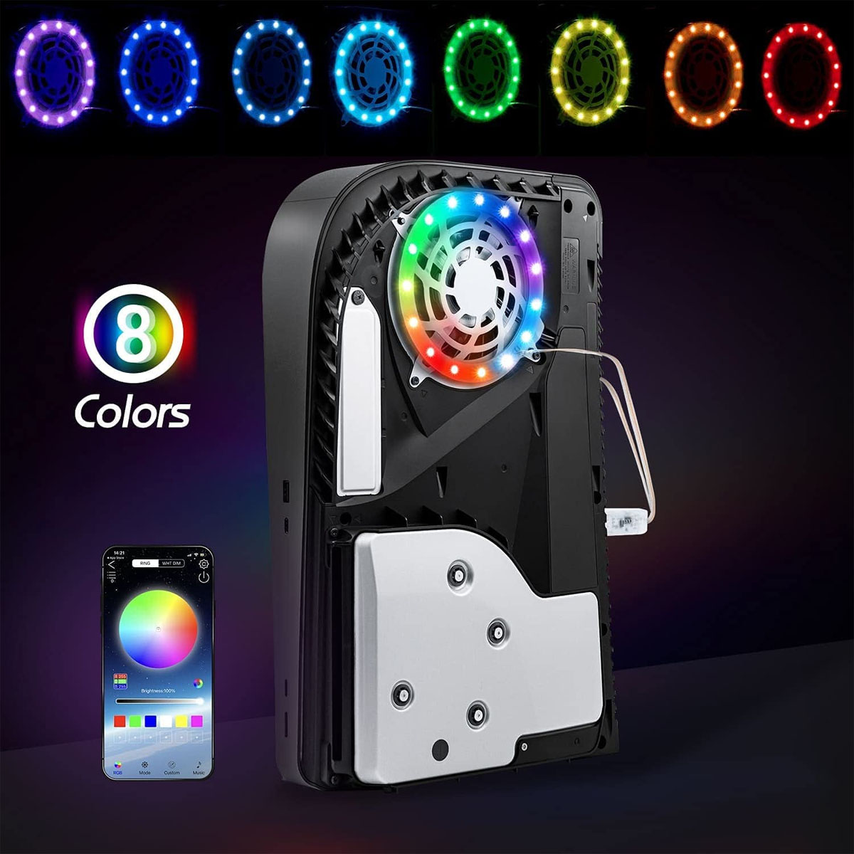 RGB-Umgebungslicht, Umgebungslicht, LAMON Mainframe USB-Taste/Fernbedienung/App PS5-Konsole Mehrfarbig