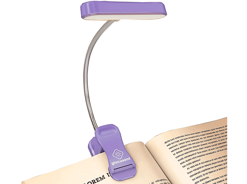 KINSI Mini-Buchlampe, 3 Farben Aufladbare 5 mit Helligkeitsstufen, Drei Leselicht LED-Leuchte Farben Klemme Wiederaufladbares und