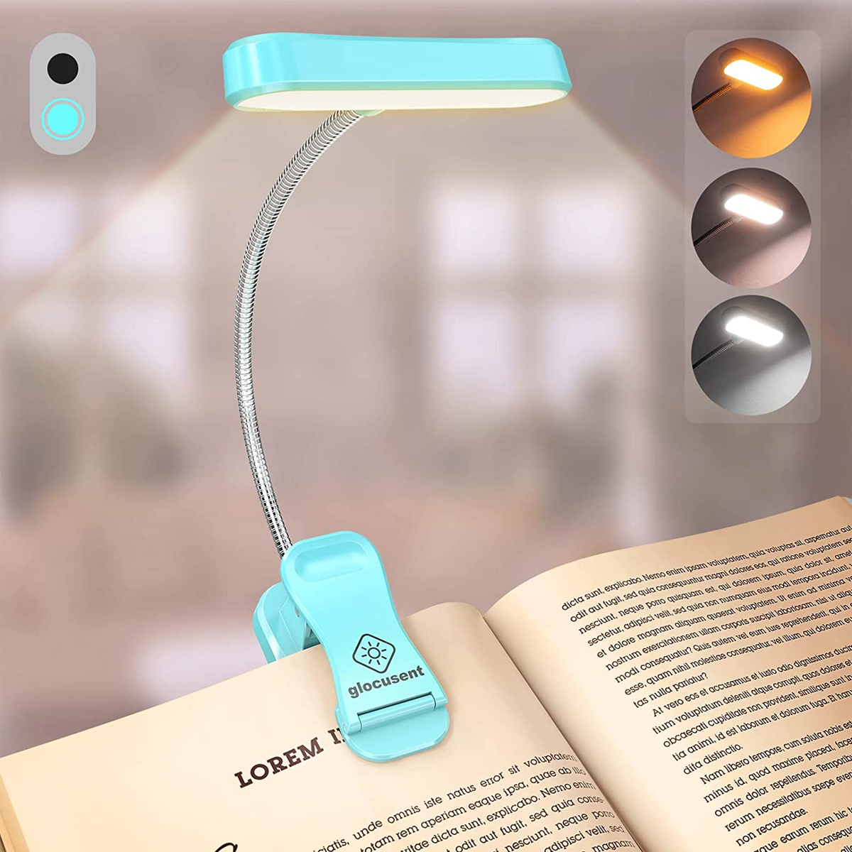 Wiederaufladbares Helligkeitsstufen, Klemme 3 Augenpflege, mit Farben 5 Leselicht, LED-Leuchte KINSI Farben und Aufladbare Drei Mini