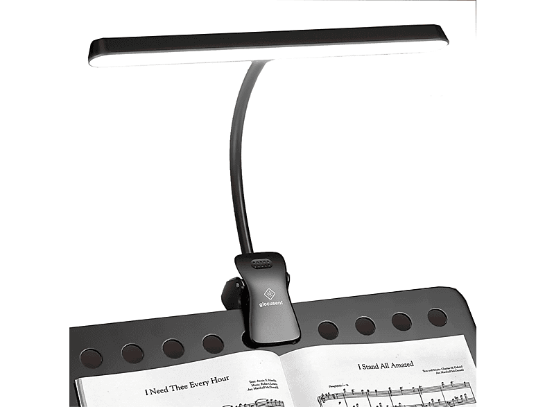 KINSI Augenpflegende Clip-On-Klavierleuchte,3 Farben und 5 Helligkeit,für Klavier,Noten Aufladbare LED-Leuchte mit Klemme Weiß
