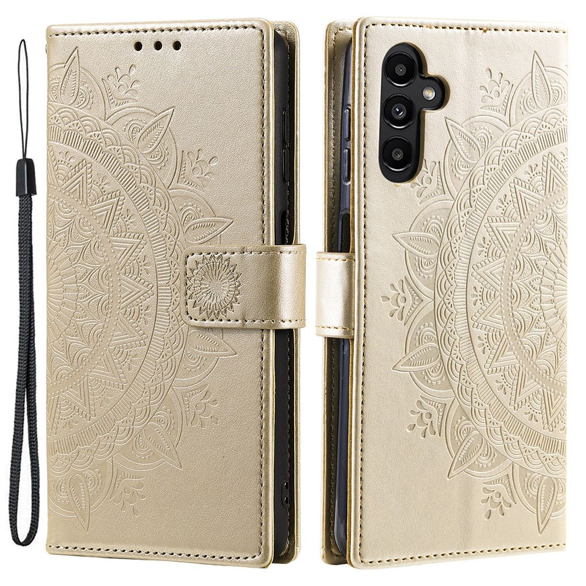 Klapphülle Muster, 5G, Gold A34 mit Mandala Samsung, Galaxy COVERKINGZ Bookcover,