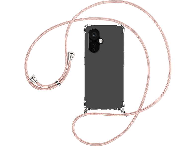 MORE CE Rosegold OnePlus, Lite 3 Umhänge-Hülle silber Backcover, ENERGY / mit MTB Kordel, Nord 5G,