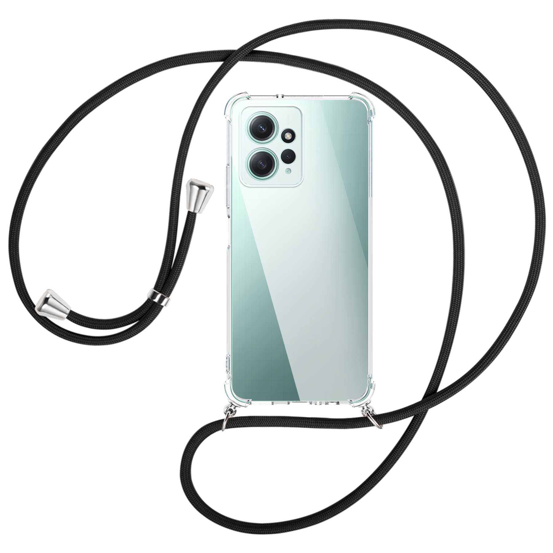 MTB MORE ENERGY Umhänge-Hülle mit Redmi / Kordel, silber Schwarz Note Xiaomi, 12 Backcover, 4G