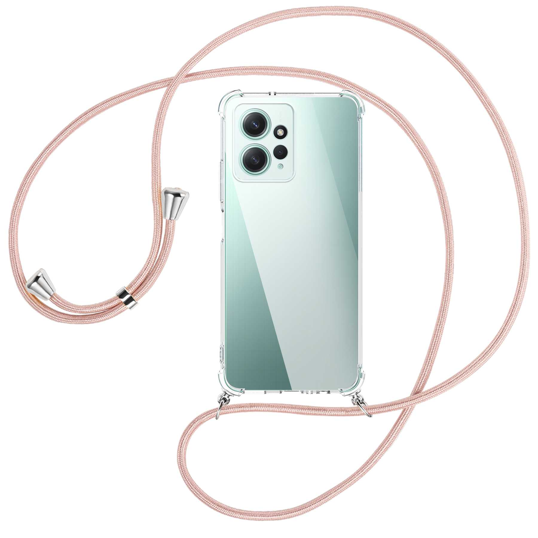 MTB MORE ENERGY Redmi Umhänge-Hülle Note Rosegold 12 Kordel, mit Xiaomi, Backcover, silber / 4G