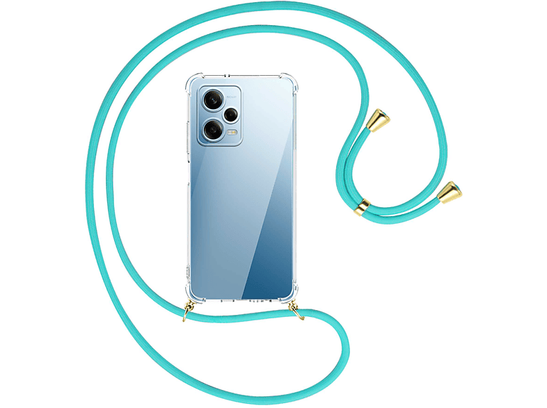Pro Redmi Backcover, 12 Kordel, Umhänge-Hülle MORE Xiaomi, gold / 5G, Note mit Türkis MTB ENERGY