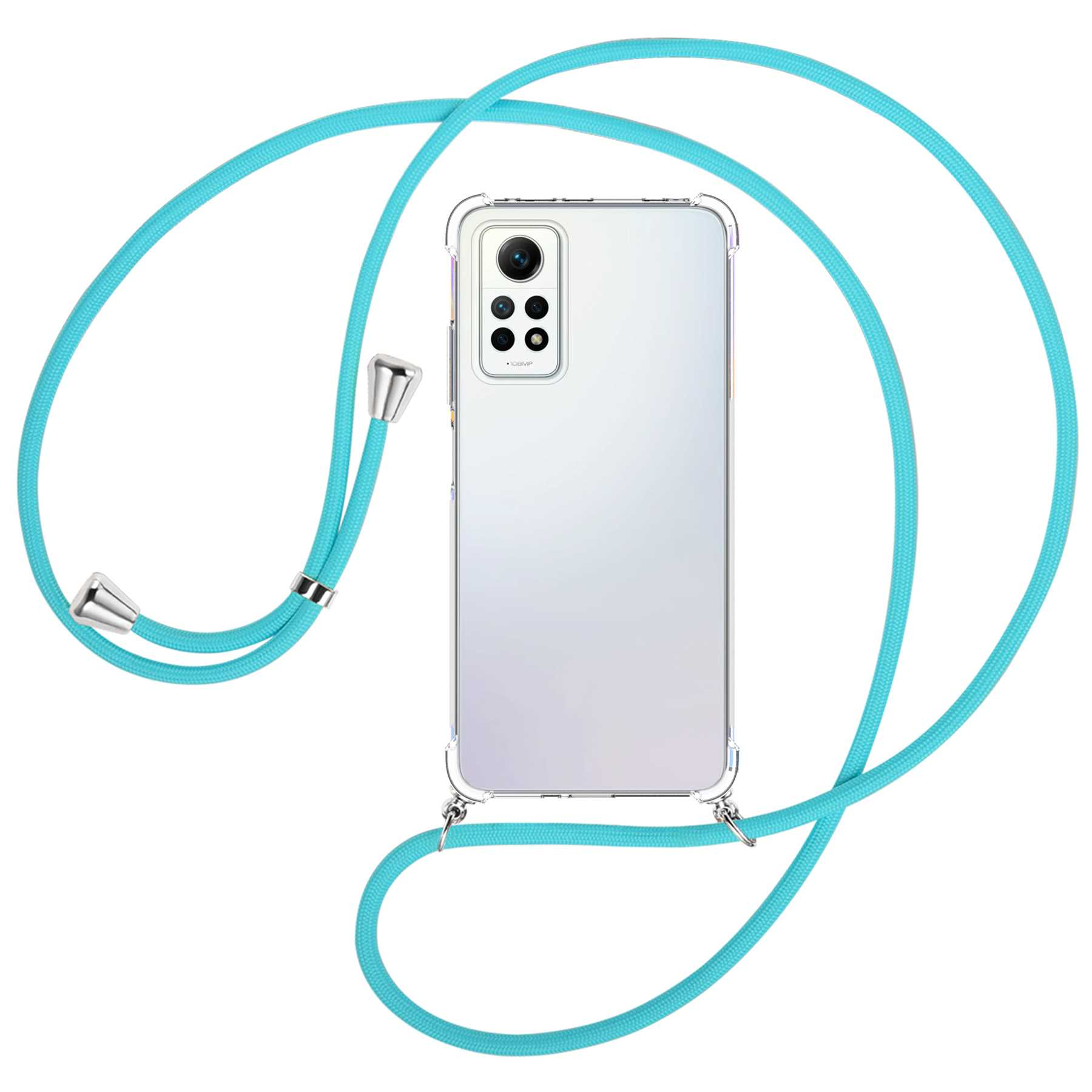 / Xiaomi, Redmi ENERGY Backcover, MTB 4G, 12 silber Note Türkis Pro Kordel, mit Umhänge-Hülle MORE