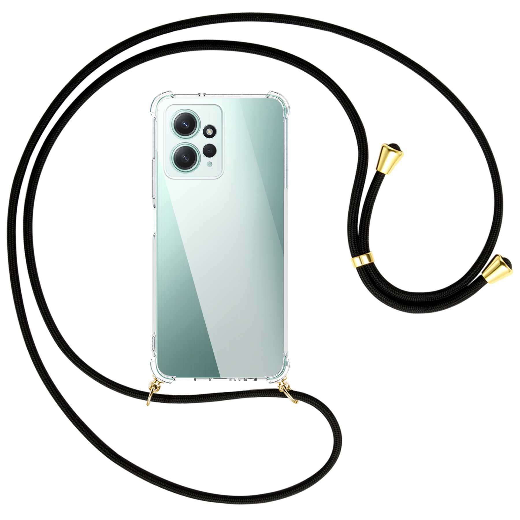 MTB MORE Note Xiaomi, Umhänge-Hülle Backcover, 12 ENERGY gold Kordel, mit Redmi 4G, Schwarz 