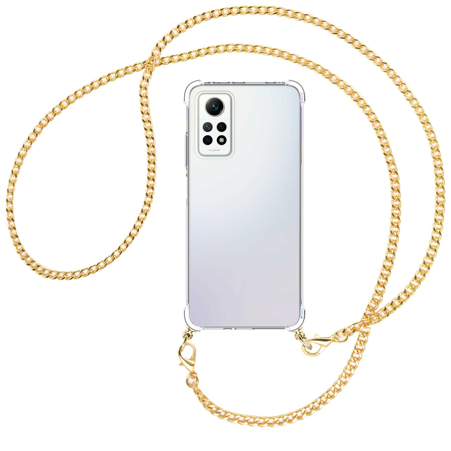 (gold) ENERGY 4G, Pro 12 Metallkette, mit Backcover, Umhänge-Hülle Redmi Kette Xiaomi, Note MORE MTB