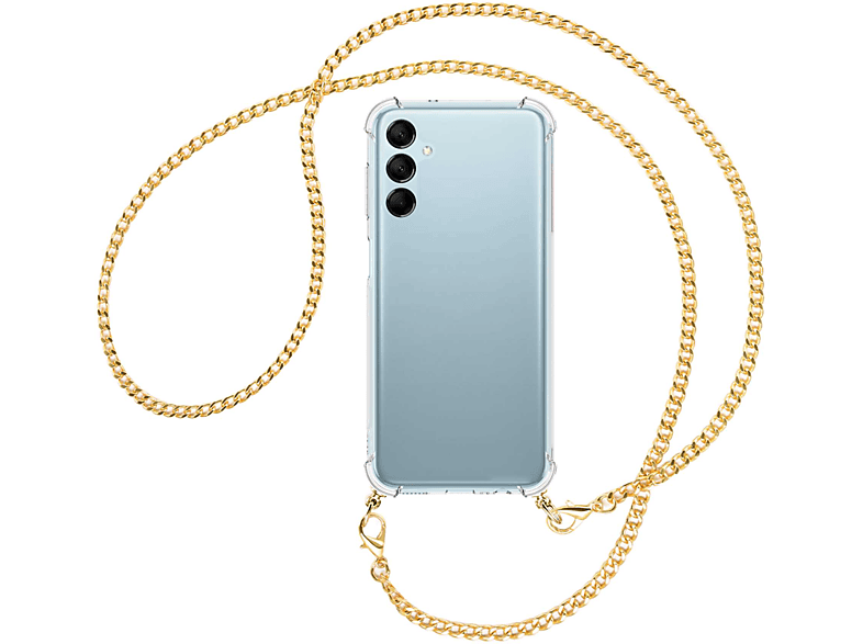 M14 (gold) 5G, MORE ENERGY Backcover, mit Umhänge-Hülle Metallkette, Samsung, Kette Galaxy MTB