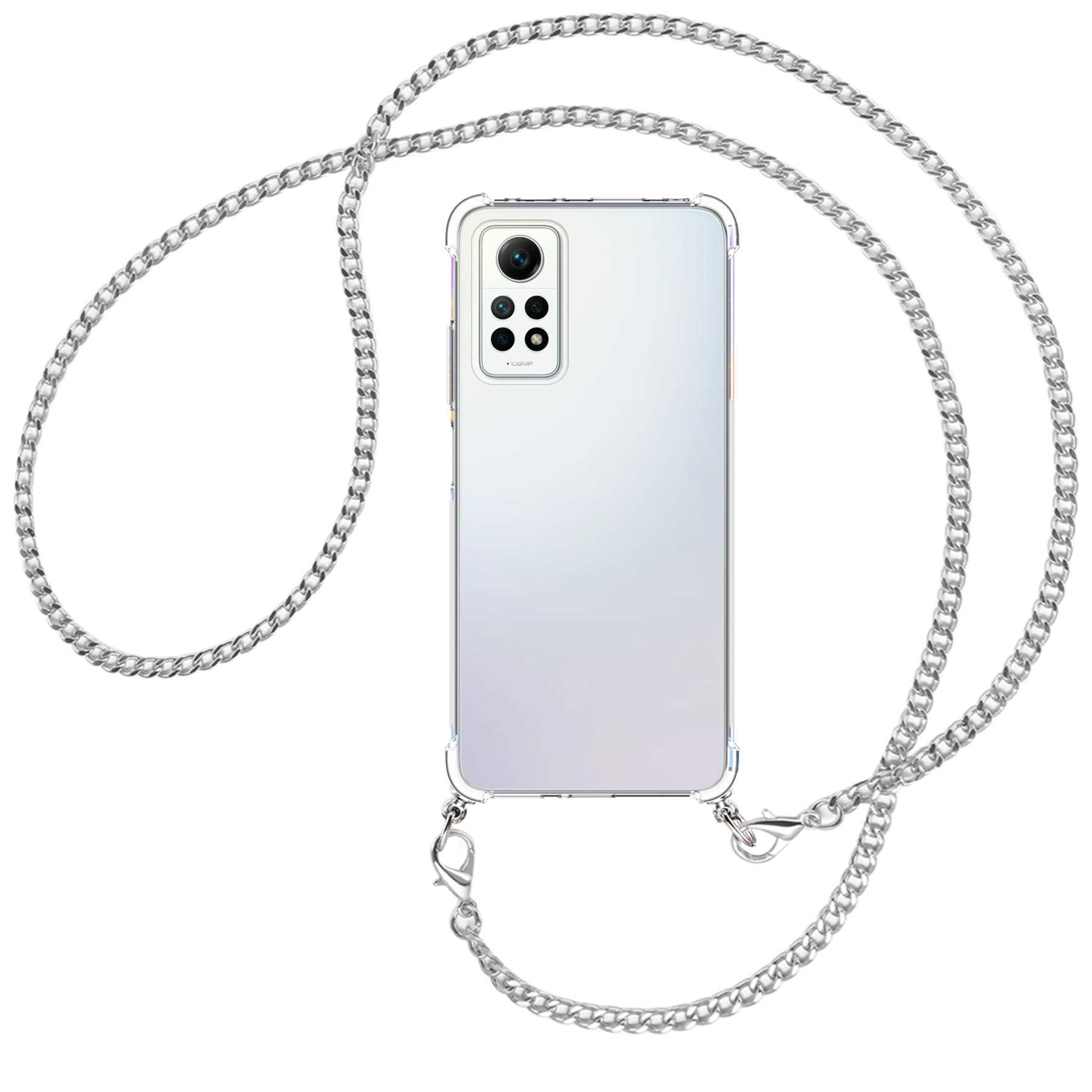 MTB MORE ENERGY Umhänge-Hülle Note (silber) Kette Pro Metallkette, mit Backcover, Redmi 4G, 12 Xiaomi