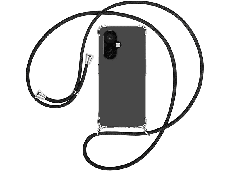 MTB MORE Lite Umhänge-Hülle OnePlus, Nord Backcover, mit / ENERGY 3 silber Kordel, Schwarz 5G, CE