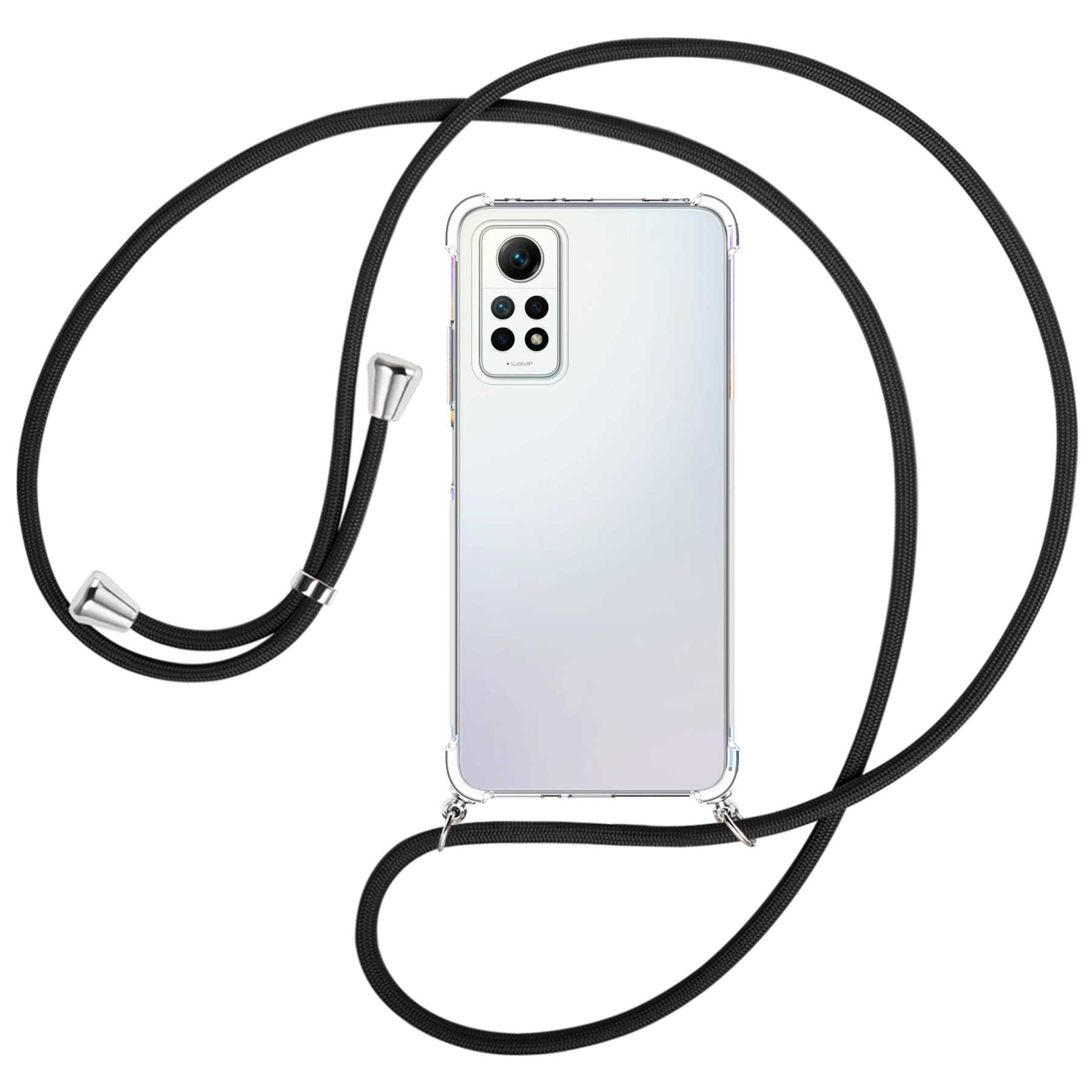 Pro 4G, Redmi ENERGY Backcover, MTB mit 12 / silber Kordel, Umhänge-Hülle Schwarz Xiaomi, Note MORE