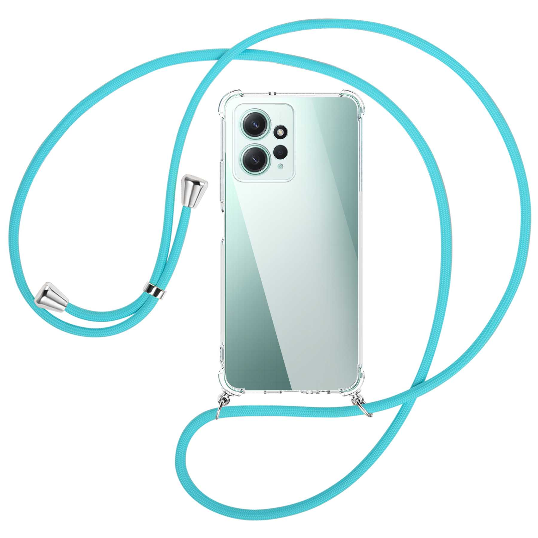 Umhänge-Hülle silber Türkis MTB Kordel, ENERGY / 12 Note Backcover, mit MORE Xiaomi, Redmi 4G,