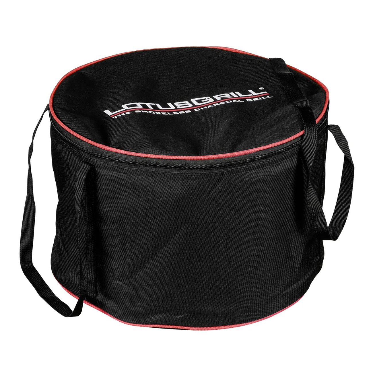 Czarna torba transportowa z czerwonym obszyciem. Torba ma dwa uchwyty i pasek na ramię.