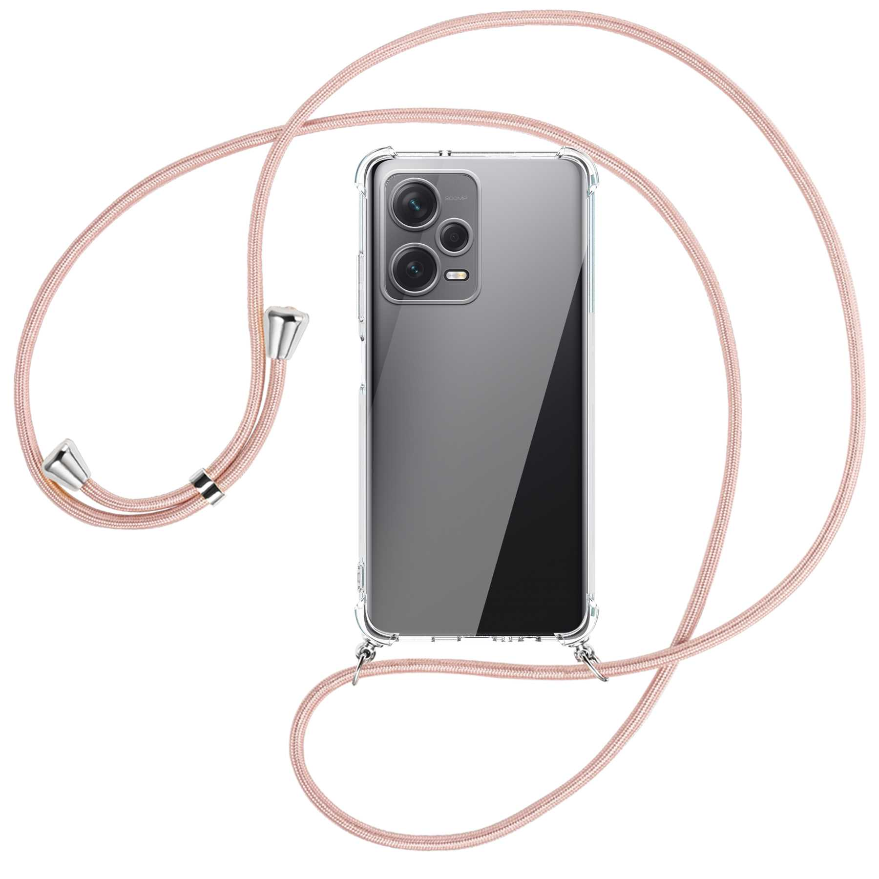 / Note MTB Xiaomi, MORE ENERGY Kordel, 12 silber Redmi mit Plus, Rosegold Backcover, Pro Umhänge-Hülle