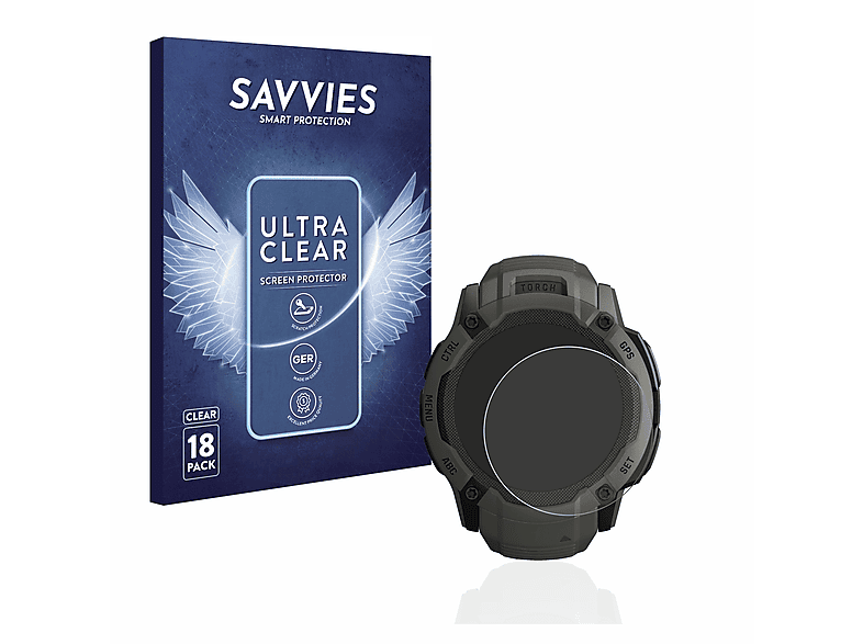 SAVVIES 18x klare Schutzfolie(für Instinct 2X Garmin Solar)