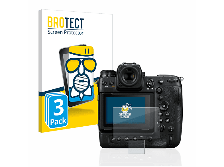 BROTECT 3x Airglass matte Schutzfolie(für Nikon Z 9 (Display + Schulterdisplay))