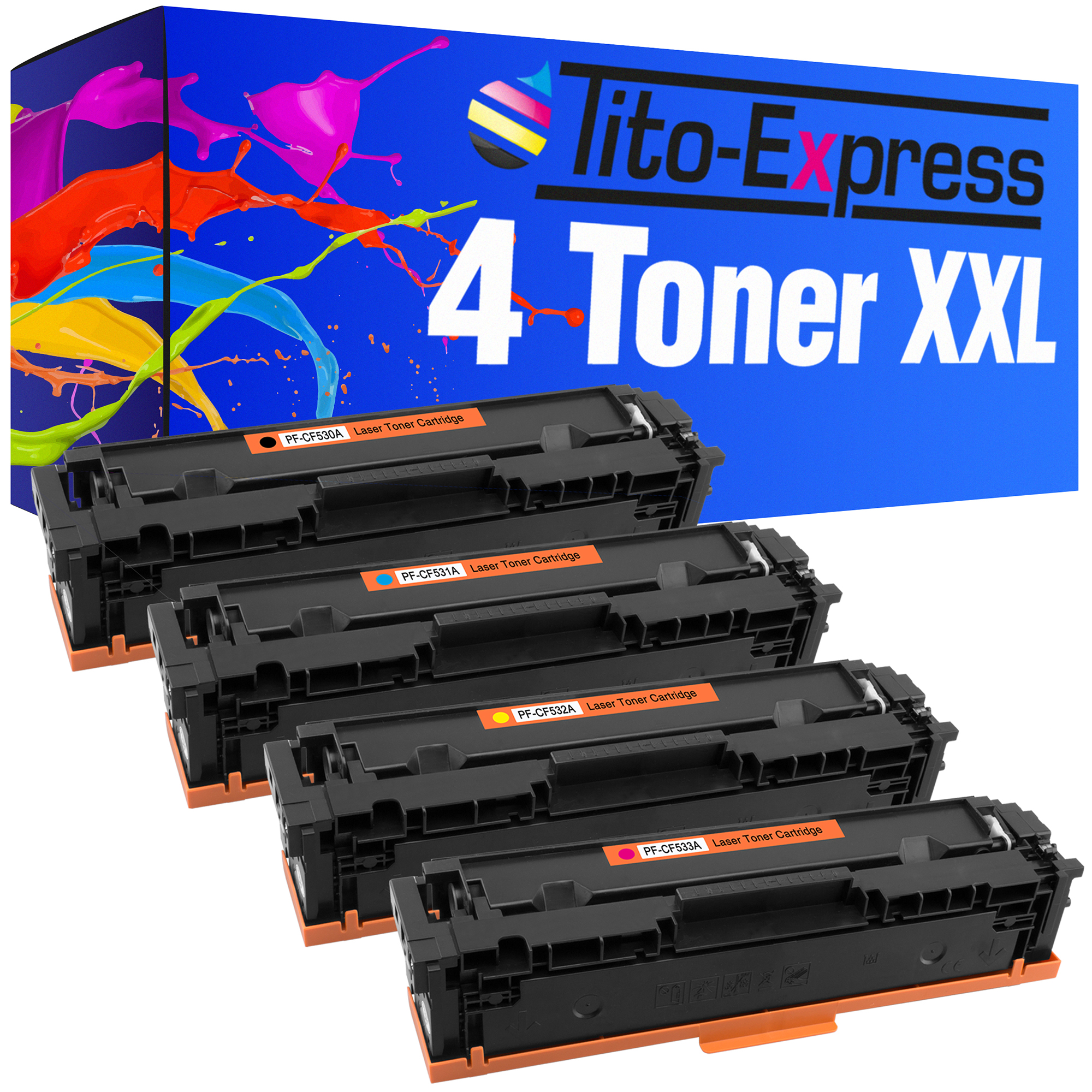 TITO-EXPRESS PLATINUMSERIE 4 Toner ersetzt black, magenta, cyan, A) HP 205A yellow 530 CF530A-533A (CF Toner