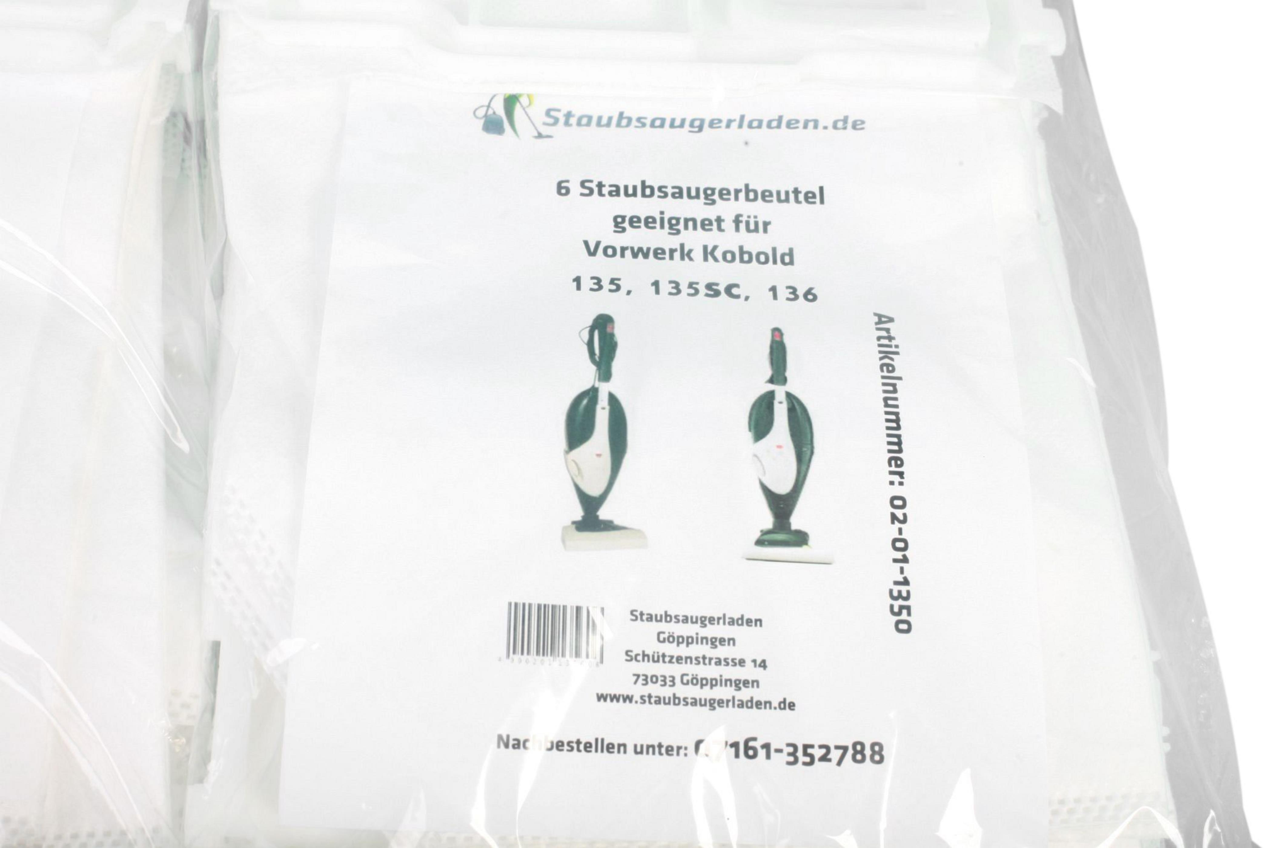 Mehrere Staubsaugerbeutel mit Vorwerk Kobold Staubsaugerbildern und Text.