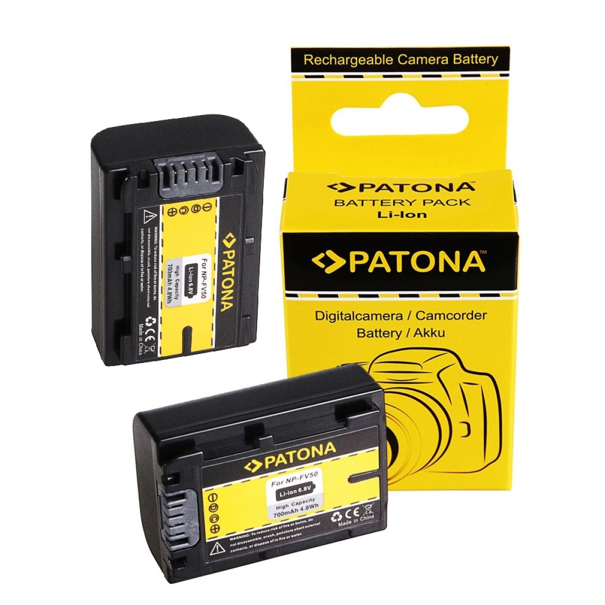PATONA 2x Akku kompatibel für Sony NP-FV50 Ersatzakku, 2 700mAh  Li-Ion Stück