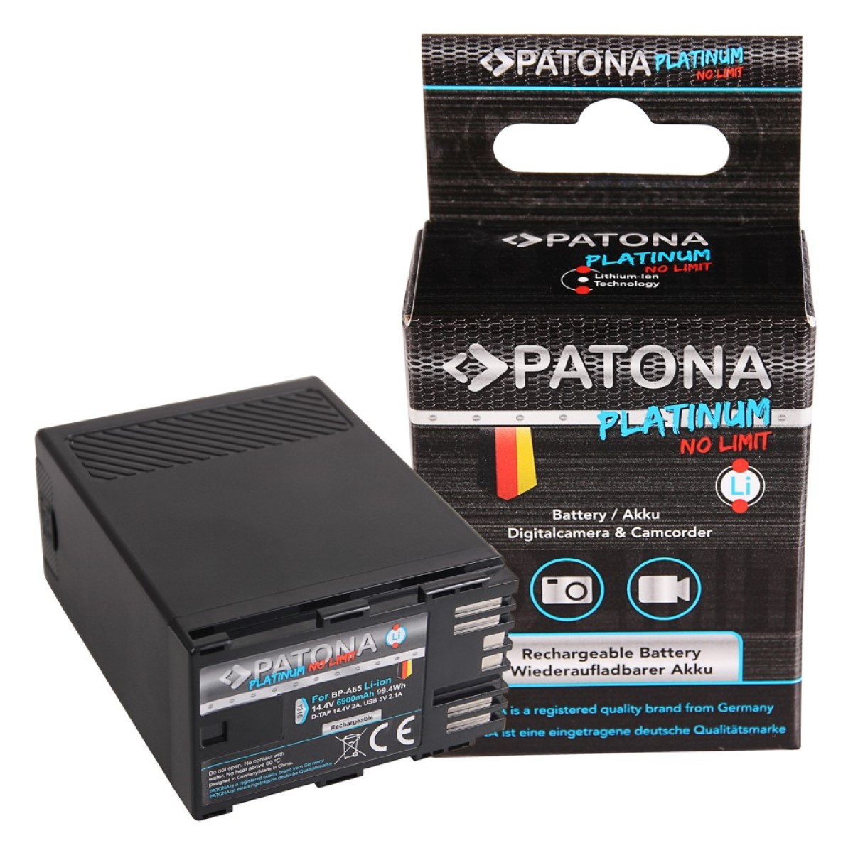 Li-Ion PATONA Volt, kompatibel Ersatzakku, Stück Canon 14.4 Akku für 1 BP-A65 6900 mAh 