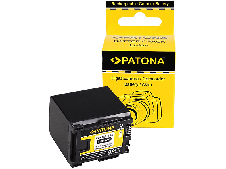 PATONA Akku kompatibel für Canon BP-820 Li-Ion Ersatzakku, 7.4 Volt, 1780mAh 1 Stück
