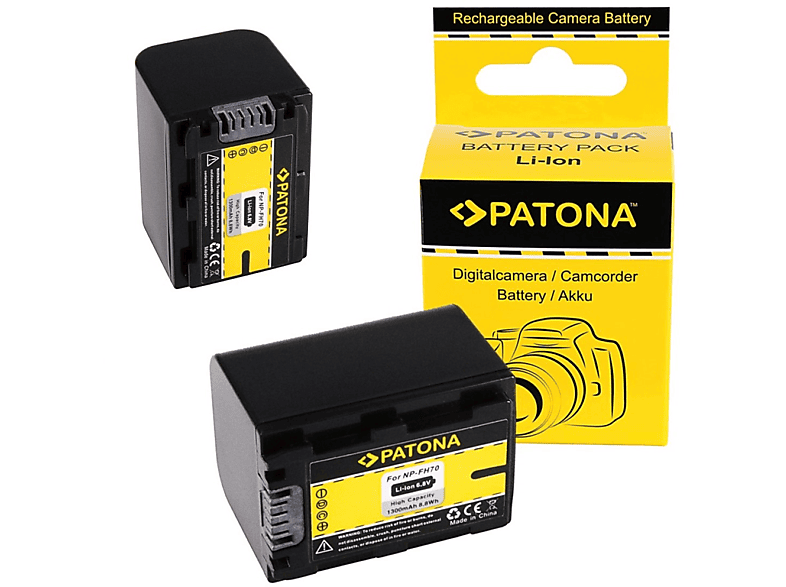PATONA 2x Akku kompatibel Stück Ersatzakku, für 1300mAh  NP-FH70 Sony Li-Ion 2