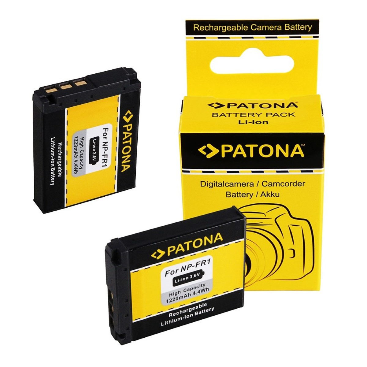 Ersatzakku, 2 DSC-P100 Sony PATONA 2x Akku kompatibel für Stück 1220mAh Li-Ion