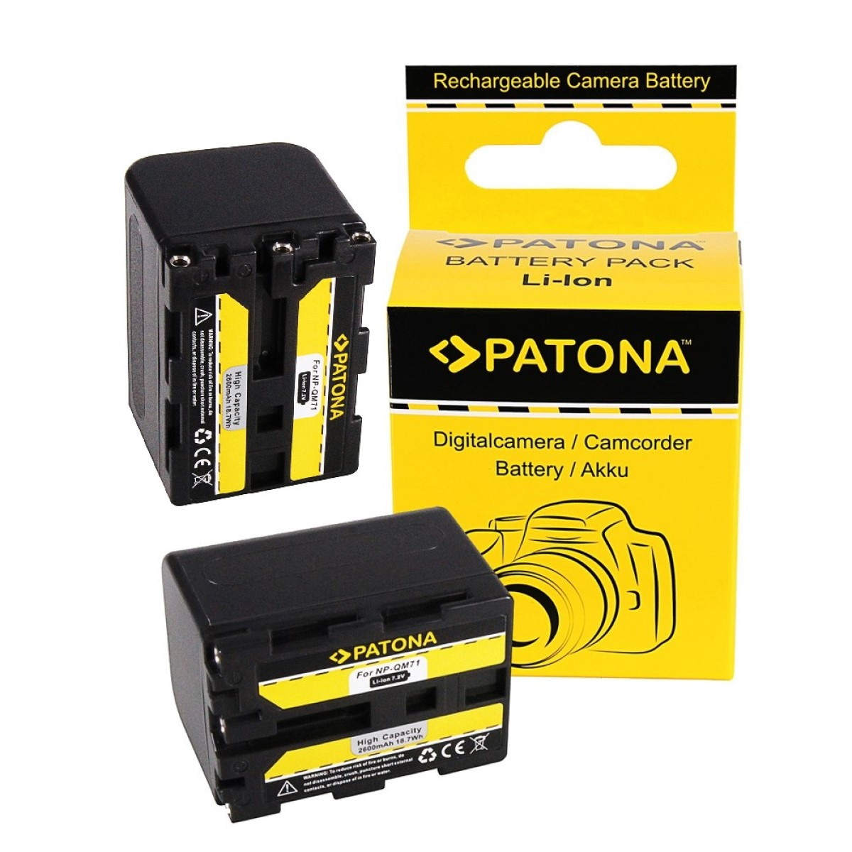 PATONA 2x Akku kompatibel für Ersatzakku, 2600mAh  Sony NP-FM71 Li-Ion