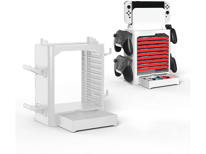 TADOW Multifunktions-Aufbewahrungsständer, Konsolenzubehör, für Controller-Kassetten, weiß Halterung