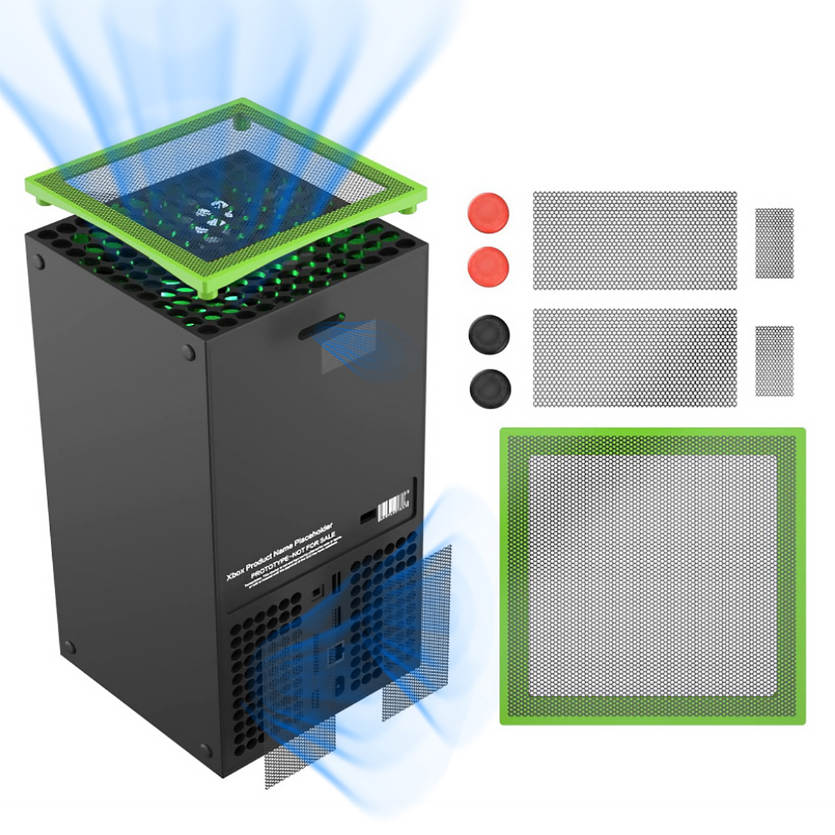 TADOW Staubnetz Für Konsolenzubehör, Multifunktionales Grün Xbox, und Grau Staubfilter-Kühlungsset