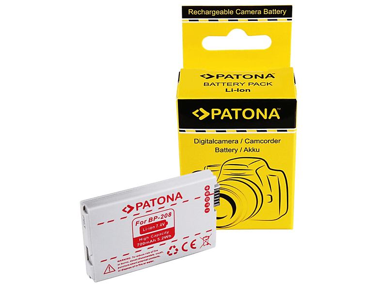 PATONA Akku kompatibel für 700mAh  1 Canon Li-Ion Ersatzakku, BP208 Volt, Stück 7.4