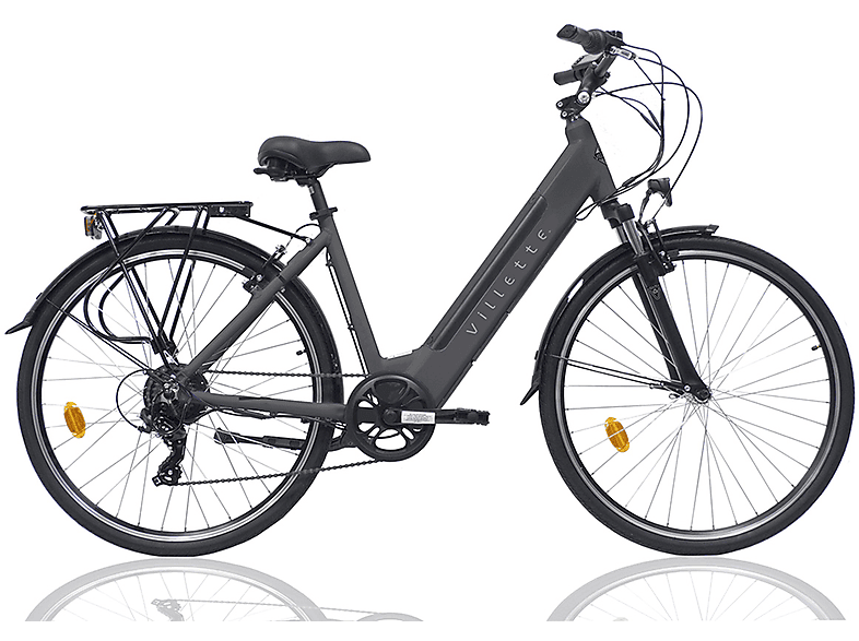 VILLETTE L\' Amant Eco Citybike (Laufradgröße: 28 Zoll, Rahmenhöhe: 48 cm, Damen-Rad, 375 Wh, grau)