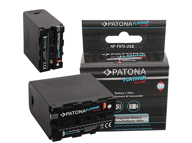 2x Stück Sony Li-Ion für kompatibel 10500mAh  Akku Ersatzakku, PATONA 2 NP-F970