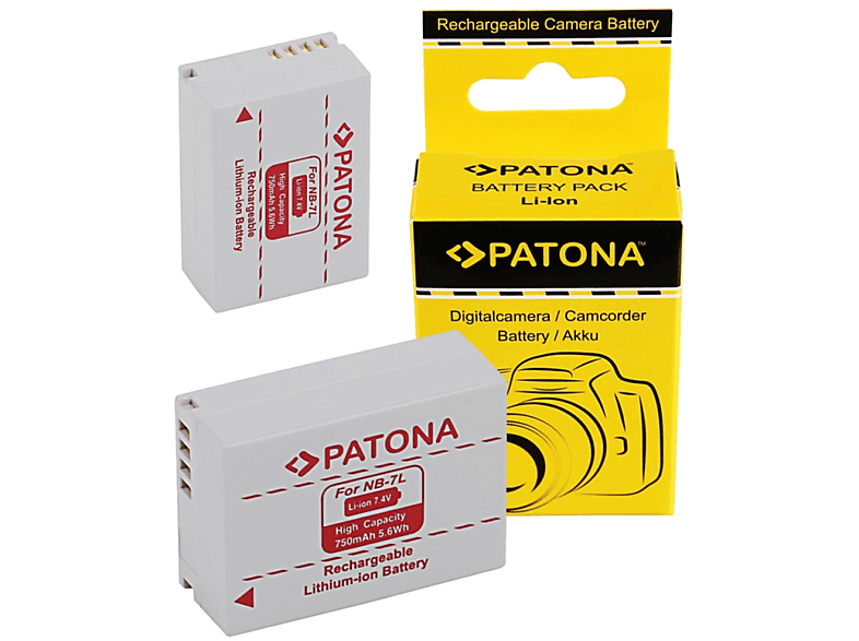 PATONA 2x Akku kompatibel für Canon PowerShot G10 Li-Ion Ersatzakku, 7.4 Volt, 850mAh 2 Stück