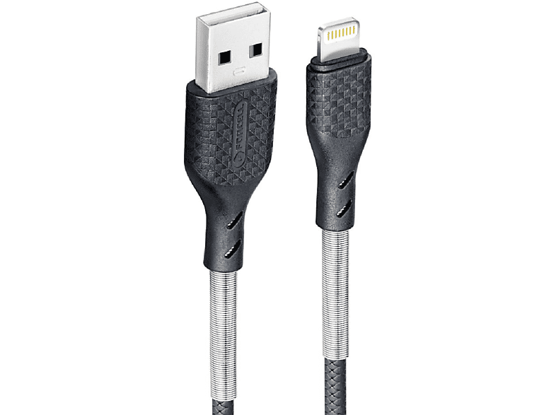 FORCELL CB-01A zu A iPhone-Anschluss, Ladekabel, Schwarz USB