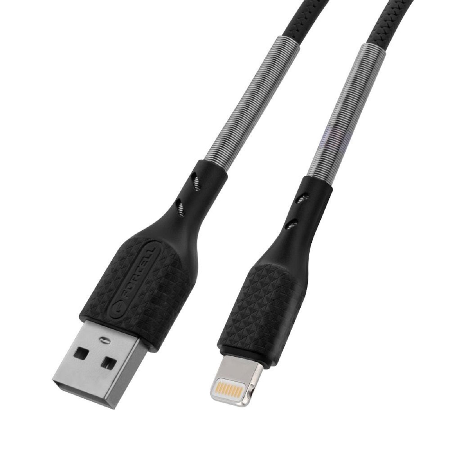 FORCELL CB-01A zu A iPhone-Anschluss, Ladekabel, Schwarz USB