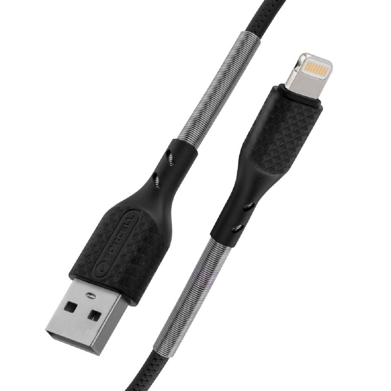 FORCELL CB-01A USB A Schwarz Ladekabel, iPhone-Anschluss, zu