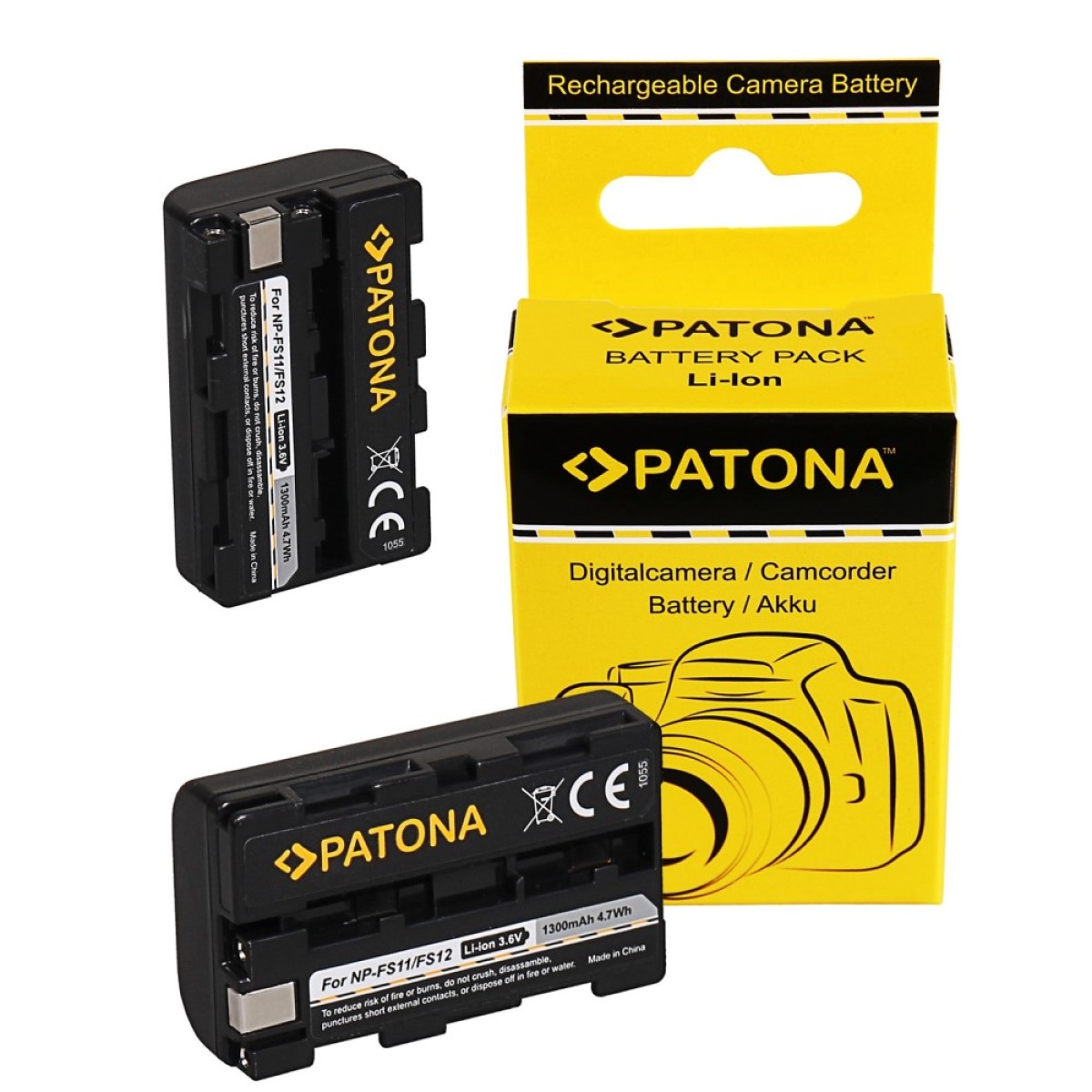 PATONA 2x Li-Ion Ersatzakku, 2 kompatibel Sony Stück Akku 1300mAh  für NP-FS11