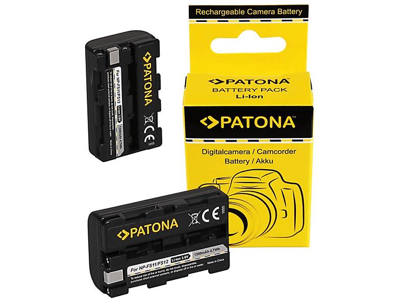 PATONA 2x Li-Ion Ersatzakku, 2 kompatibel Sony Stück Akku 1300mAh  für NP-FS11