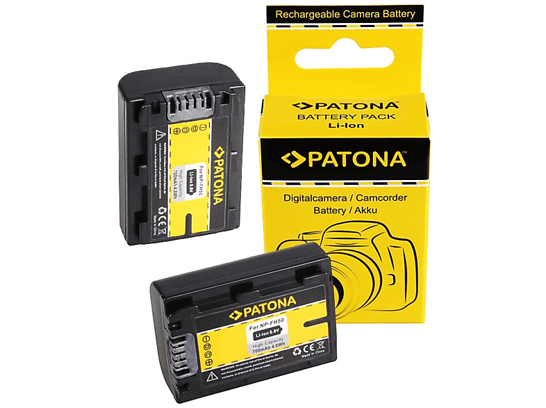 PATONA 2x Akku kompatibel für 6.8  700mAh Stück NP-FH50 Volt, Sony Li-Ion 2 Ersatzakku