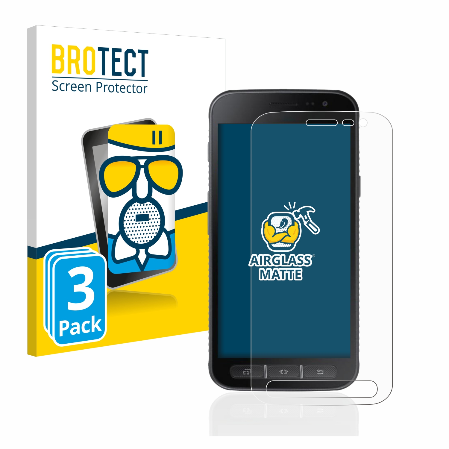 4) BROTECT Samsung matte Airglass Schutzfolie(für Xcover 3x Galaxy