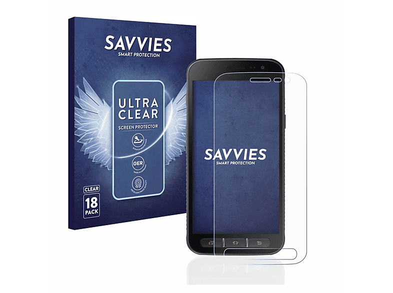 SAVVIES 18x klare Schutzfolie(für Samsung Galaxy Xcover 4)