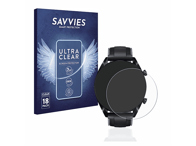 18x 2 Watch Schutzfolie(für SAVVIES (46 mm)) klare Huawei GT