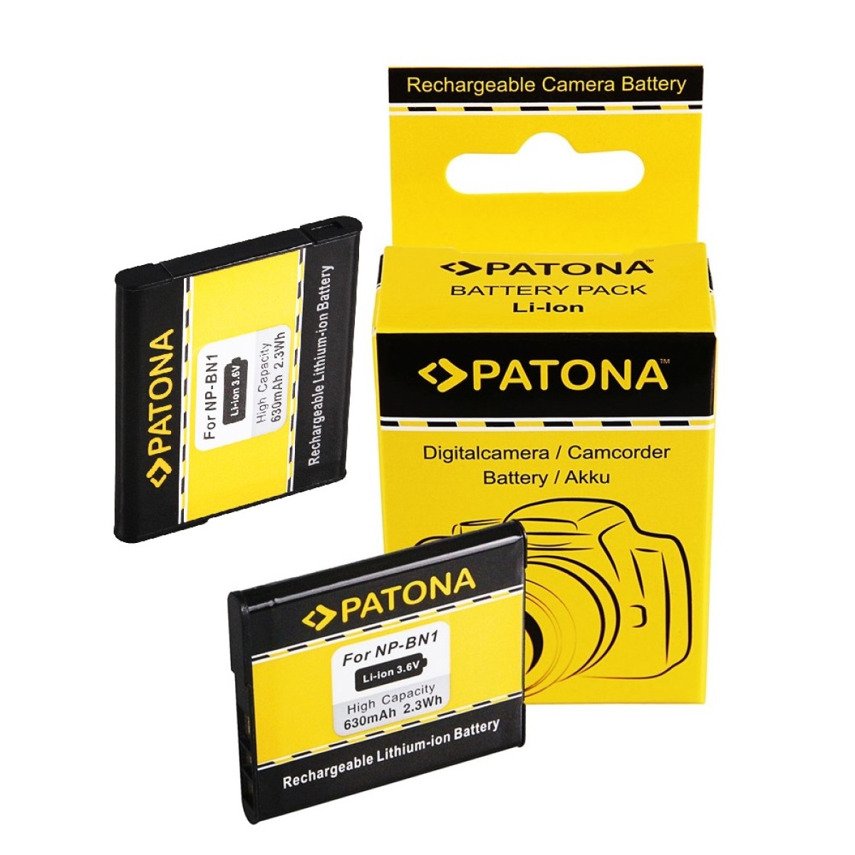 PATONA 2x Akku kompatibel für Sony 2 Li-Ion 630mAh   Ersatzakku, Stück NP-BN1