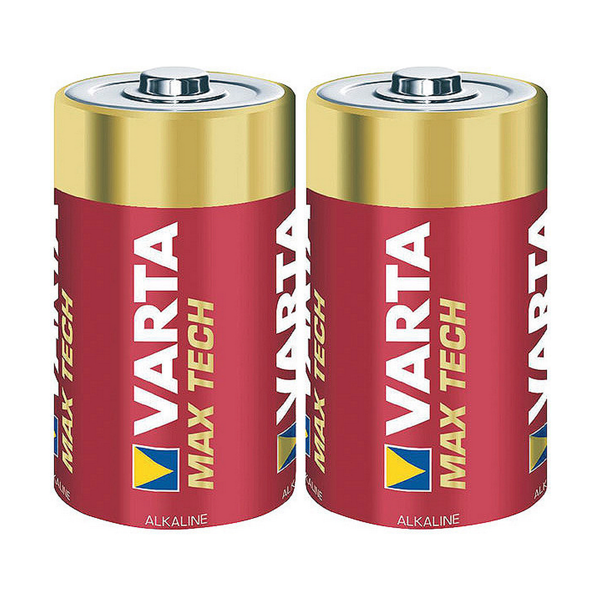 Zwei Varta Max Tech Batterien. Sie sind rot und gold mit weißem Text.