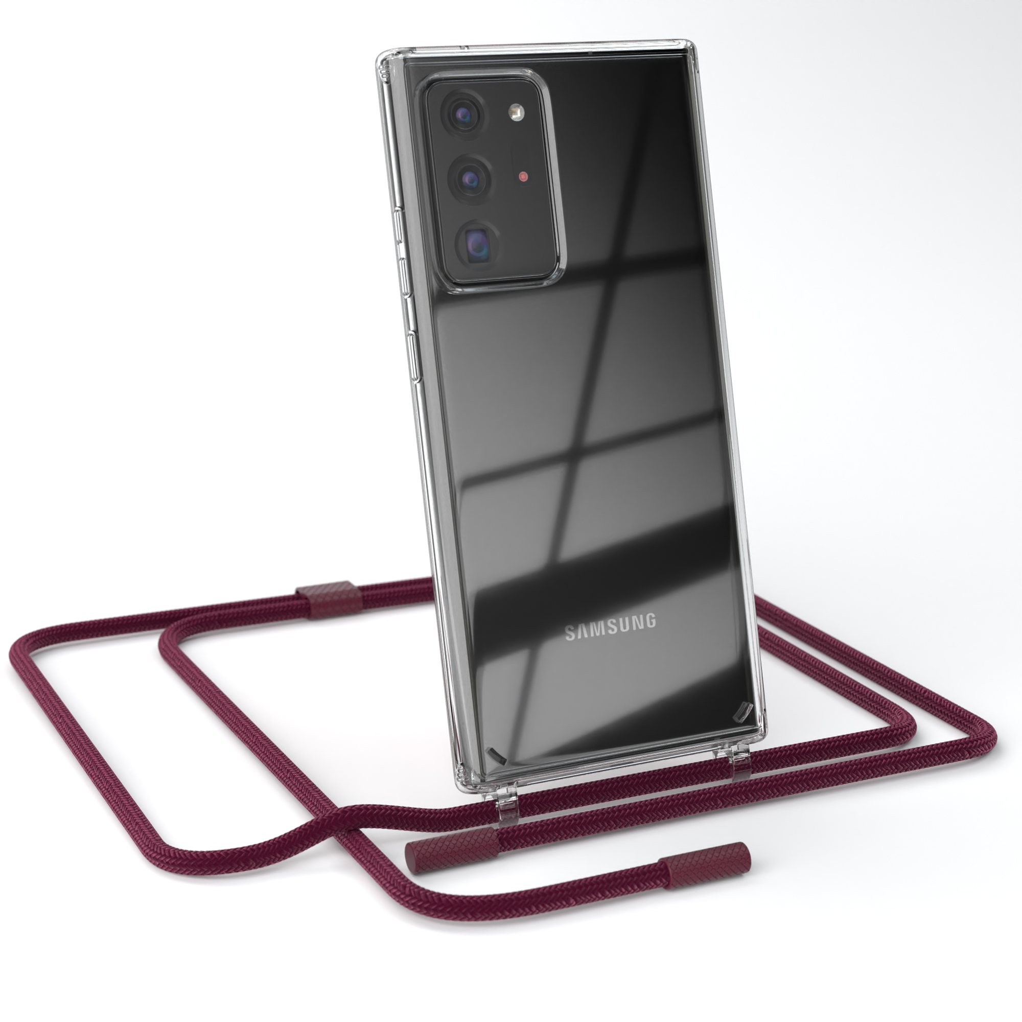 Samsung, 20 / Rot mit Galaxy EAZY 20 5G, / Kette Handyhülle Umhängetasche, unifarbend, Note Beere CASE Note Ultra Bordeaux Ultra runder Transparente