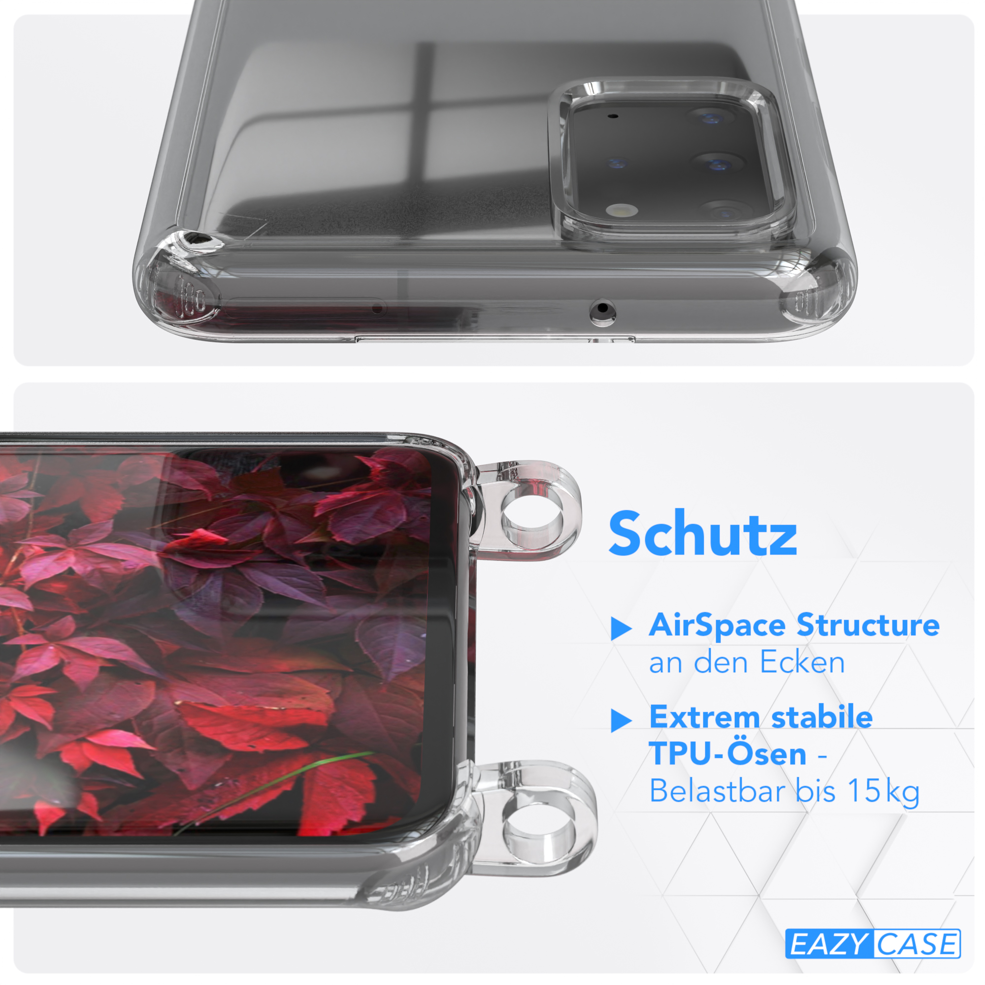 EAZY CASE 5G, Samsung, unifarbend, / Beere Umhängetasche, mit S20 / Kette Plus Galaxy runder Rot Handyhülle Transparente Plus Bordeaux S20